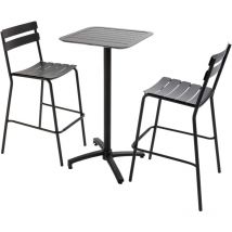 Set aus verstellbarem Stehtisch und 2 Stühlen aus schwarzem Aluminium