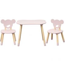 Mobili Rebecca - Tisch und 2 Stühle für Kinder Rebecca Mobili Sika 44x60x56 mdf Kiefern Rosa Braun set 3 Stück