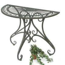 DanDiBo Tisch Halbrund Wandtisch Halbtisch 130434 Beistelltisch aus Metall 90 cm Gartentisch Konsole
