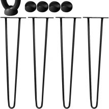 Mucola - Tischbeine 4er Set Hairpin Leg Haarnadelbeine Tischgestell Tisch Tischkufen Legs Esstisch Harpins Tischbein 2 Streben Schwarz - 30 cm