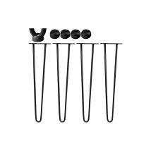 Mucola - Tischbeine 4er Set Hairpin Leg Haarnadelbeine Tischgestell Tisch Tischkufen Legs Esstisch Harpins Tischbein 2 Streben Schwarz - 45 Cm