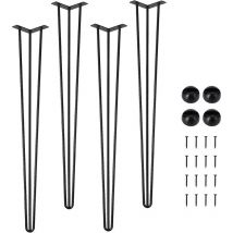 Tischbeine 4er Set Hairpin Leg Haarnadelbeine Tischgestell Tisch Tischkufen Legs Esstisch Harpins Tischbein 3 Streben Schwarz - 86 cm