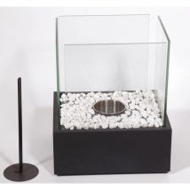 Naizy - Tischkamin Bioethanol Tischfeuer Kamin mit Edelstahl Sockel & Gehärtetes Glas & Explosionsgeschützter Stein Terrassenfeuer (Typ d)