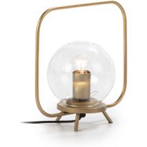 FIJALO – Tischlampe aus Glas und goldenem Metall – Kristallschirm 14 cm – 29 x 15 x 28 cm – E27-LED – max. 6 W
