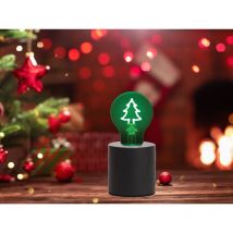 Meinewunschleuchte - Tischlampe Beton Schwarz Mit Deko Led Glühbirne Tannenbaum, Höhe 9cm