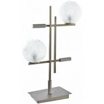 Metall Tischlampe Glas 38x16x63 2 Metallglaskugeln mehrfarbige Farbfamilienfamilien Detail Lampen Details