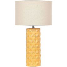 Beliani - Tischlampe Gelb Keramik 49 cm Stoffschirm Trommelform Elegant Modern Nachttischlampe für Schlafzimmer Wohnzimmer