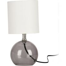 Tischlampe – Glasfuß – 24 cm – Weißer Stofflampenschirm – E14-Fassung – 40 W – 150 cm Kabel