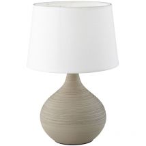 Tischleuchte martin Keramik Cappucino mit Stoffschirm Weiß, Höhe 29cm