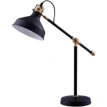 Mia Standard-Arbeitstischlampe mit Schwarzem Schirm, Verstellbarer Lesespot, Moderne Lesebeleuchtung für Wohnzimmer oder Büro - Schwarz / Schwarz