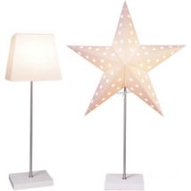 Stern-Tischleuchte 'Leo', Holzfuß, E14, 65 cm