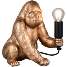Tischleuchte Affe Gold Beistelllampe Retro Tierfigur Tischlampe Gold, Kabelschalter, E14 Fassung, Lxbxh 15x22x23 Cm