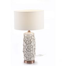 Tischlampe ohne Bildschirm 17 x 15 x 52 cm, Keramikweiß/Metallkupferfarbe