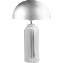 Tischlampe Silber Metall 55 cm Hoch 1-Flammig Halbrunder Schirm Langes Kabel mit Schalter Moderne Tischleuchte Nachttischlampe Schlafzimmer