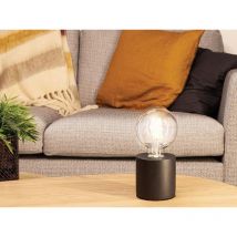 Vellight - Tischlampen Sockel Beton Schwarz mit E27 Fassung ohne Leuchtmittel, Höhe 9cm