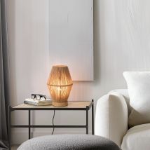 Tischleuchte – 1 x E27 – Holzoptik/Natur – Modernes Design – 25 x 16 x 16 cm – 150 cm Kabel