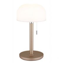 Tischleuchte Außenlampe led Akku usb Bambus Gartenleuchte, Kunststoff opal champagner, 1,5W 80Lm warm-kaltweiß, DxH 15x28 cm