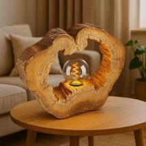 Led Tischleuchte Baumstamm Nachttischleuchte Holzoptik Tischlampe Baumscheibe, Kunststoff, 1x E27 Filament led warmweiß, LxH 30,5 x 25,5 cm