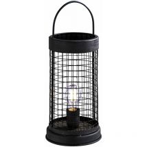 Vintage Design Beistell Nacht Tisch Leuchte schwarz Wohn Zimmer Deko Beleuchtung Lese Gitter Lampe FH-Lighting 850045
