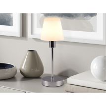 Trio Leuchten - Tischleuchte Luis Ii, Glasschirm Weiß Sockel Chrom - Touchfunktion, Höhe 32cm