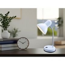 Funktionale Schreibtischlampe / Tischleuchte basic in Weiß, Flexrohr