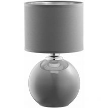 Tischleuchte Nachttischlampe Grau E27 36 cm Stoff Glas Modern Wohnzimmer Schlafzimmer
