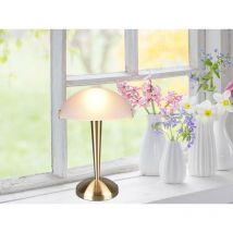 Tischleuchte pilz ii Messing mit Glasschirm Weiß, Touchfunktion, Höhe 32cm