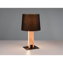 Tischleuchte rahul mit beleuchtetem Holzfuß und Stoffschirm, h: 50cm