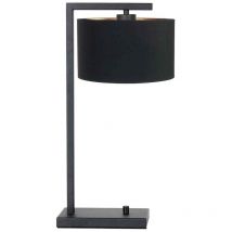 Tischleuchte Schreibtischlampe Beistelllampe Drehschalter Metall Stoff Schwarz