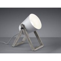 Kleine Tischleuchte marc Naturholz mit Metallschirm Grau Ø12 Höhe 21cm