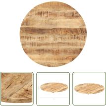 Longziming - The Living Store Tischplatte Massivholz Mango Rund 25-27 mm 50 cm - Mangoholz Tischplatte - Runde Tischplatte - Esstisch Platte