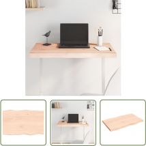 The Living Store Tischplatte 80x50x(2-4) cm Massivholz Unbehandelt Baumkante - Holztischplatte - Eiche Massiv - Tischplatte Ersetzen - Esstische