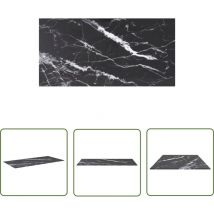 The Living Store Tischplatte Schwarz 100x50 Cm 6 Mm Hartglas In Marmoroptik - Tischplatte - Glastischplatte - Marmor Design - Esstischplatte - 