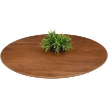 Tischplatte Schweizer Kante Akazie nussbaumfarben 80 cm rund Brasilia