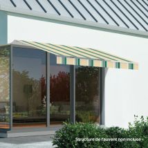 Wasabi - Tissu de remplacement pour auvent 4x2.5 Beige et Vert Acrylique 300 gr/m2 - Protection uv - Toile de store 383x250cm - Stores de rechange