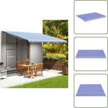 Tissu de remplacement pour auvent Bleu et blanc 5x3,5 m - Tissus D'auvent - Auvent De Jardin - Toile D'ombrage - Parasol De Patio - Protection Solaire