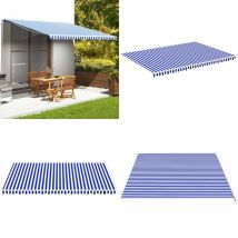 Tissu de remplacement pour auvent Bleu et blanc 5x3,5 m - Tissus D'auvent - Auvent De Jardin - Toile D'ombrage - Parasol De Patio - Protection