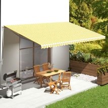 Happyshopping - fimei Tissu de remplacement pour auvent Jaune et blanc 6x3,5 m