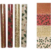 Tissu décoratif feuille or-cérise 200x35 cm