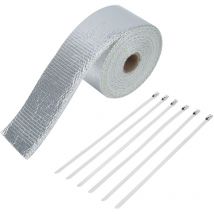 Tissu d'emballage pour tuyau d'échappement d'isolation thermique de voiture argenté de 5 m avec sangle accessoires automobiles