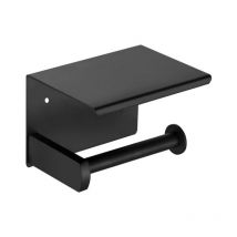 Shining house Toilet Paper Holder, Wall Mounted Toilet Paper Holder, with Cell Phone Storage Holder (Black)