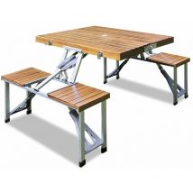 Deuba - casaria Campingtisch mit Stühlen Klappbar Tragegriff Schirmhalter 4 Personen Picknicktisch Koffertisch Klapptisch Campingmöbel Set Leicht