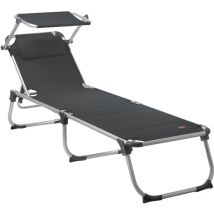 Campfeuer - Tumbona Plegable con Parasol Color Gris Antracita