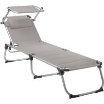 Campfeuer - Tumbona Plegable con Parasol Color Gris