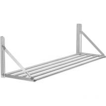 Estante de pared de acero inoxidable Mahlzeit, 120 x 30 cm, estante colgante plegable en práctico diseño de barra.