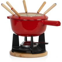 Mahlzeit - Set de fondue de hierro fundido de 13 piezas para 6 personas, 2 l, esmaltado, con quemador y tenedores