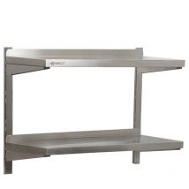 Mahlzeit - Estante de pared de acero inoxidable 80 x 35 cm, 2 estantes, estante de cocina estante colgante estante de pared estante de pared