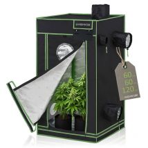 Highwerk - Carpa cultivo 60 x 60 x 120 cm Grow tent interior para cultivo de plantas, negro verde