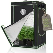Highwerk - Carpa de cultivo 120 x 120 x 200 cm Grow tent de interior para plantas negro verde