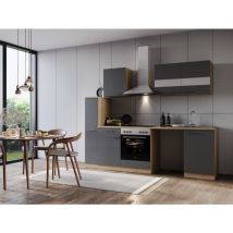 Cuisine Ligne de cuisine Bloc vide Lave-linge encastrable Chêne Gris Merle 250 Respekta